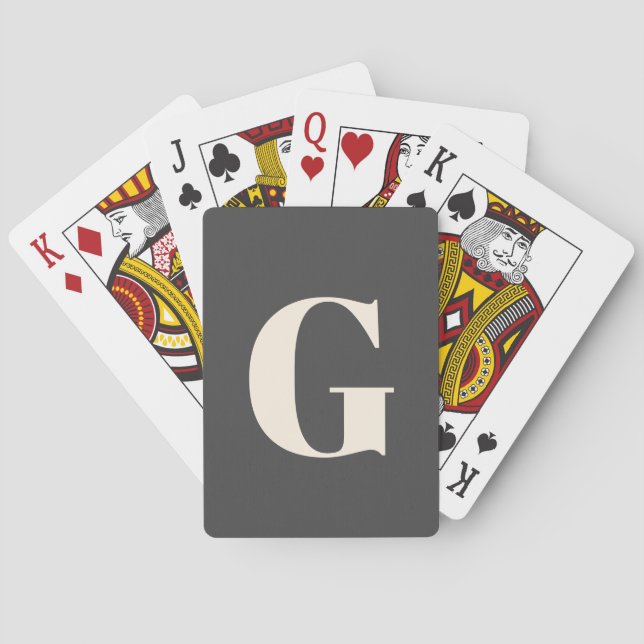 Personalised Simple Bold Monogram Black and White Playing Cards (Back)