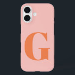 Personalised Simple Bold Monogram Pink and Orange  iPhone 16 Case<br><div class="desc">Personalised Simple Bold Monogram Pastel Pink and Orange Case-Mate iPhone Case</div>