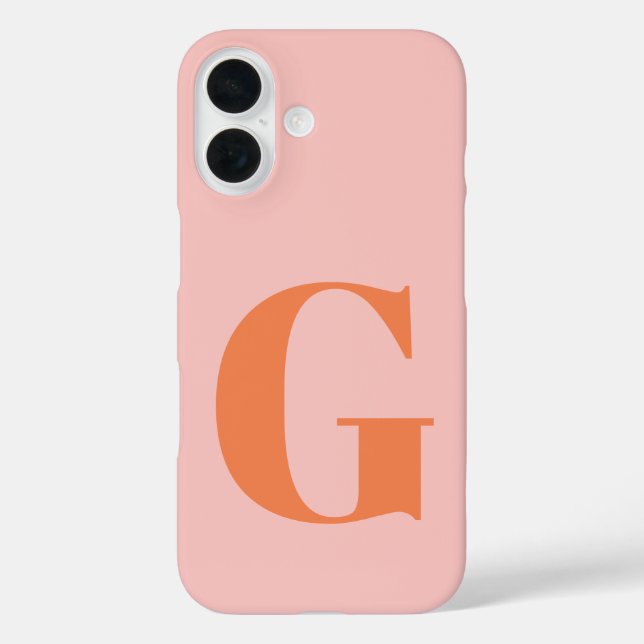 Personalised Simple Bold Monogram Pink and Orange  Case-Mate iPhone Case (Back)
