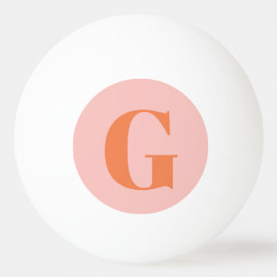 Personalised Simple Bold Monogram Pink and Orange Ping Pong Ball