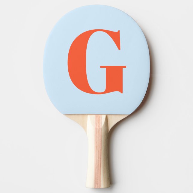 Personalised Simple Bold Monogram Soft Blue Orange Ping Pong Paddle (Front)