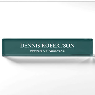 Personalised simple business teal nameplate