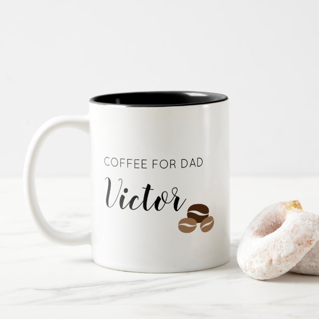 Personalised Simple Coffee for dad Two-Tone Coffee Mug (With Donut)