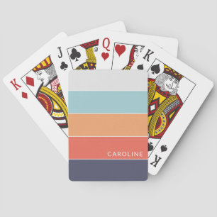 Personalised Simple Colourful Fun Stripes Pattern Playing Cards