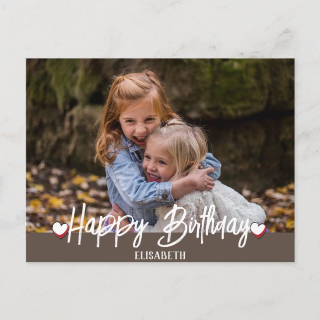 Personalised Simple Custom  Family Photo Birthday Postcard (Front)
