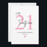 Personalised Simple Daughter 21st Birthday Card<br><div class="desc">Personalised Simple Pink 21st Birthday Card for Daughter: Celebrate your daughter’s milestone in the sweetest way with this simple pink 21st birthday card. The design features a soft pink number “21”, elegant script text, and a small heart accent — creating a timeless, feminine look that perfectly expresses love and pride....</div>