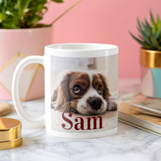 Personalised simple dog Photo and name keepsake Coffee Mug