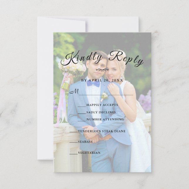 Personalised Simple Elegant GV Script  RSVP  Card (Front)