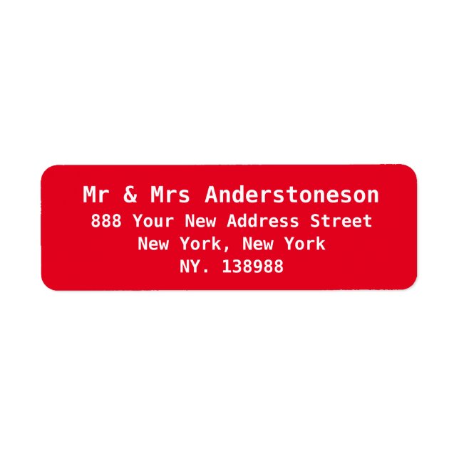 Personalised Simple Elegant Red Return Address (Front)