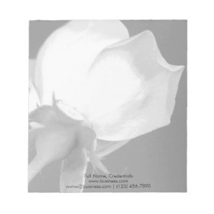 Personalised, Simple Elegant Rose, Black and White Notepad
