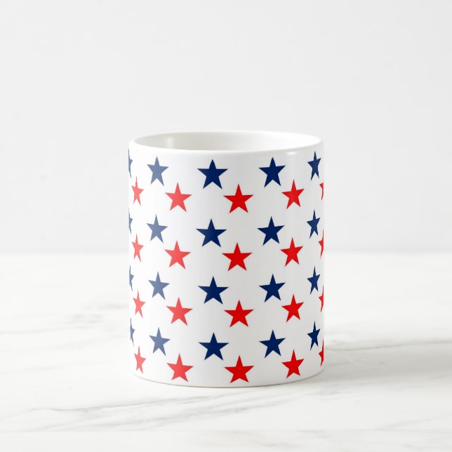 Personalised Simple Elegant Stars Red & Blue Coffee Mug (Center)