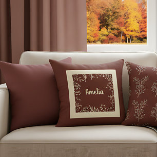 Personalised Simple Farmhouse Fall Leaves Cushion