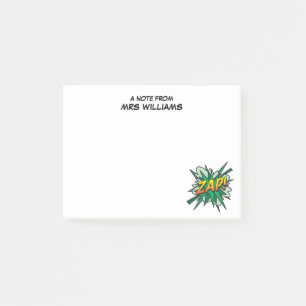 Personalised Simple Fun Comic Book ZAP Post-it Notes