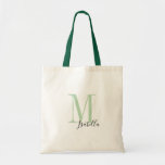 Personalised simple green name and monogram tote bag<br><div class="desc">Elegant Modern Personalised monogram and name tote bags in green and black colour,  simple and stylish. great personalised bridal party gifts at wedding party,  bridal shower or bachelorette party.  Customise the monogram or name with your choice of colour and font.</div>