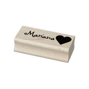 Personalised Simple Heart Symbol Custom Name Text Rubber Stamp