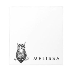 Personalised Simple Illustrated Owl Notepad