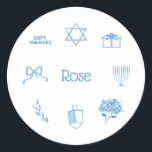 Personalised Simple Light Blue Hanukkah Gift Tag<br><div class="desc">Label your Hanukkah gifts with these darling stickers to keep organised this holiday season!</div>