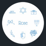 Personalised Simple Light Blue Hanukkah Gift Tag<br><div class="desc">Label your Hanukkah gifts with these darling stickers to keep organised this holiday season!</div>