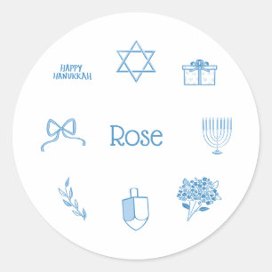 Personalised Simple Light Blue Hanukkah Gift Tag