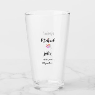 personalised simple minimal add your name red hear glass