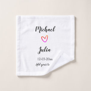 personalised simple minimal add your name red hear wash cloth