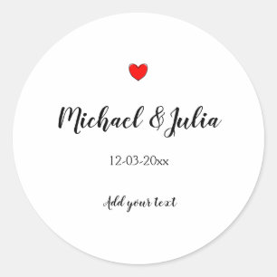 personalised simple minimal add your name year hea classic round sticker