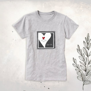 Personalised Simple Modern Birds in Love Red Heart T-Shirt