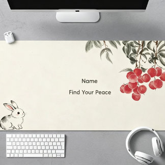 Personalised Simple Modern Bunny Lychee Desk Mat