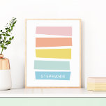 Personalised Simple Modern Pastel Shape & Stripes Poster<br><div class="desc">Personalised Simple Modern Pastel Shape & Stripes</div>