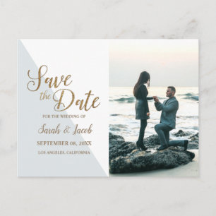 Personalised Simple Modern Photo Save the Date Postcard