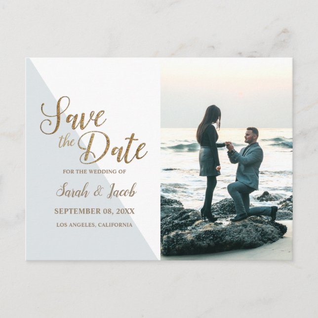 Personalised Simple Modern Photo Save the Date Postcard (Front)