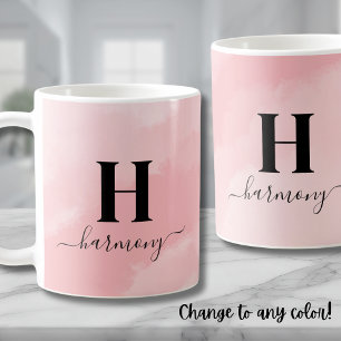 Personalised Simple Modern Pink Monogram Coffee Mug