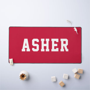 Personalised Simple Modern Red Desk Mat
