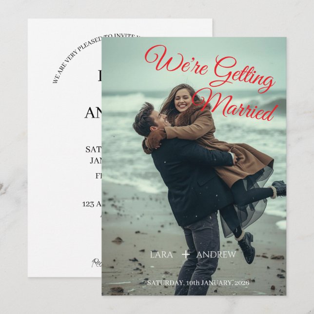 Personalised Simple Modern Wedding save the date  Invitation (Front/Back)