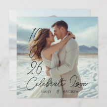 Personalised Simple Modern winter Wedding card
