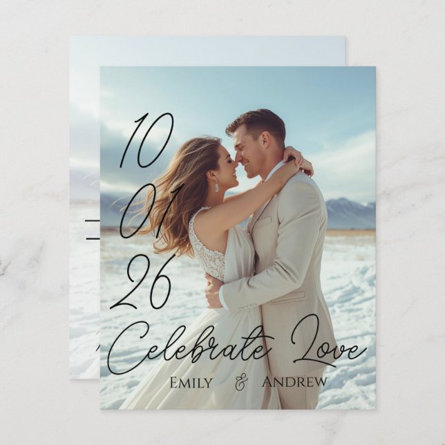 Personalised Simple Modern winter Wedding card (Front/Back)