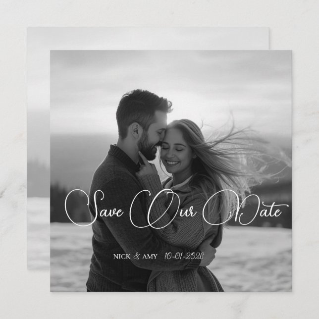 Personalised Simple Modern Winter Wedding Card (Front/Back)