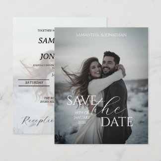 Personalised Simple Modern Winter Wedding Card