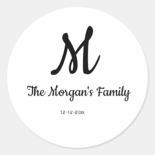 personalised simple monogram add your name wedding classic round sticker