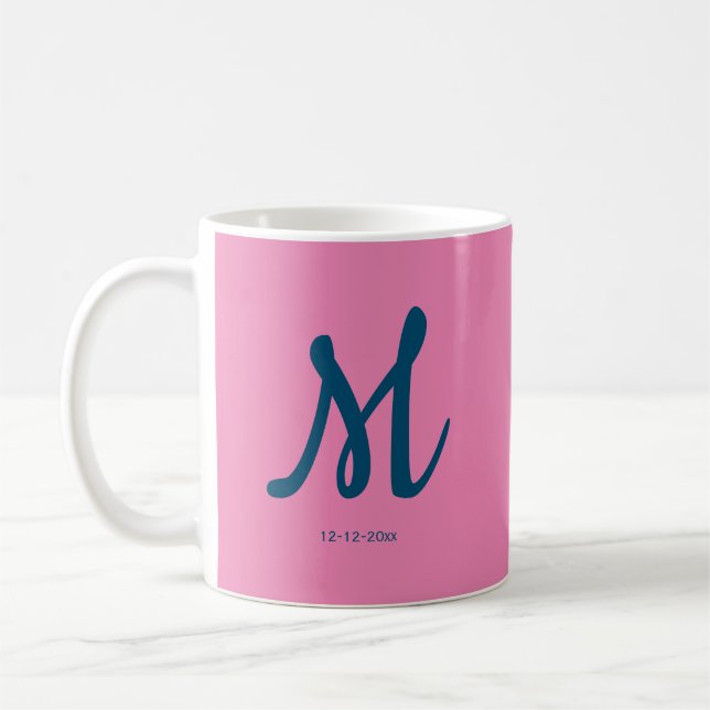 personalised simple monogram add your name wedding coffee mug (Left)