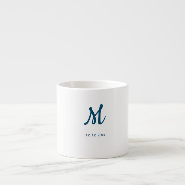 personalised simple monogram add your name wedding espresso cup (Front)