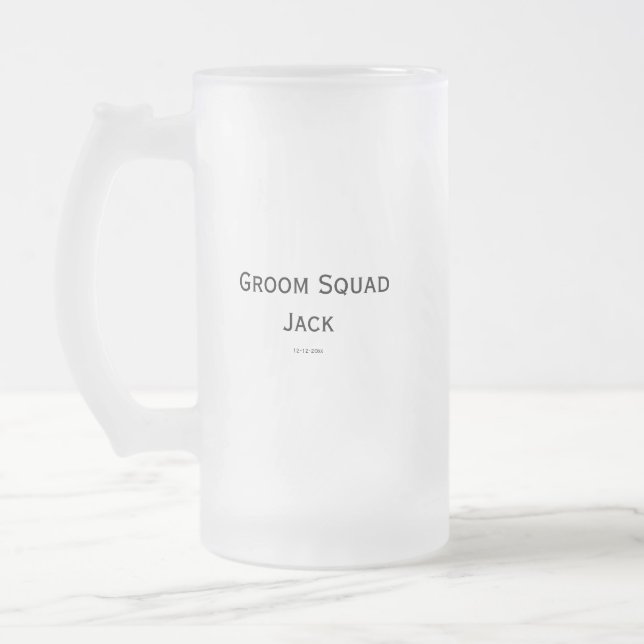personalised simple monogram add your name wedding frosted glass beer mug (Left)