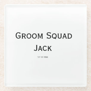personalised simple monogram add your name wedding glass coaster