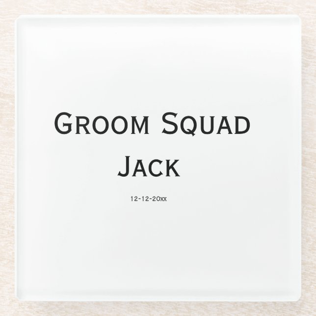 personalised simple monogram add your name wedding glass coaster (Front)