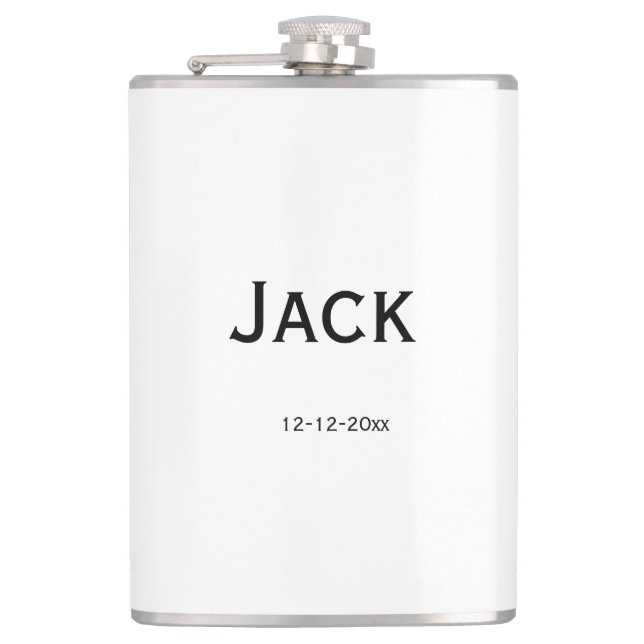 personalised simple monogram add your name wedding hip flask (Front)