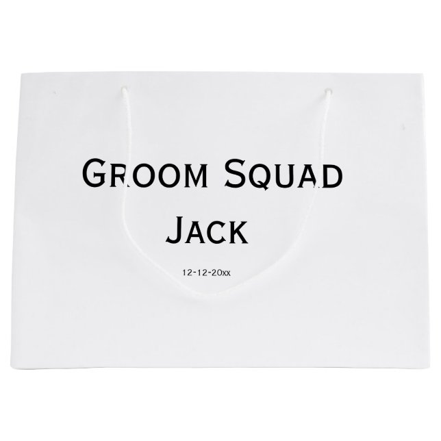 personalised simple monogram add your name wedding large gift bag (Front)