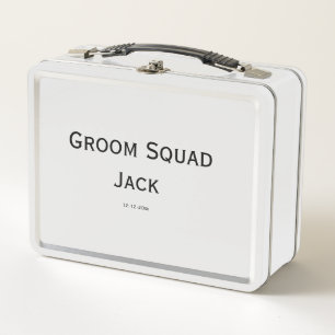 personalised simple monogram add your name wedding metal lunch box