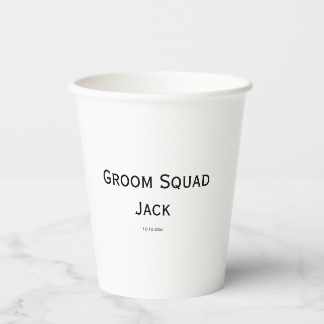 personalised simple monogram add your name wedding paper cups (Front)