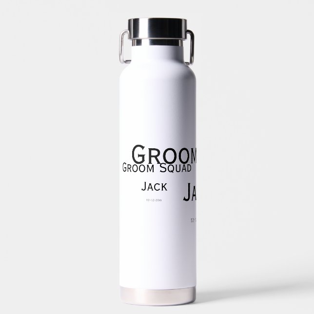 personalised simple monogram add your name wedding water bottle (Front)