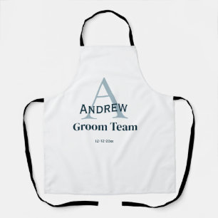 personalised simple monogram groom team groomsmen apron